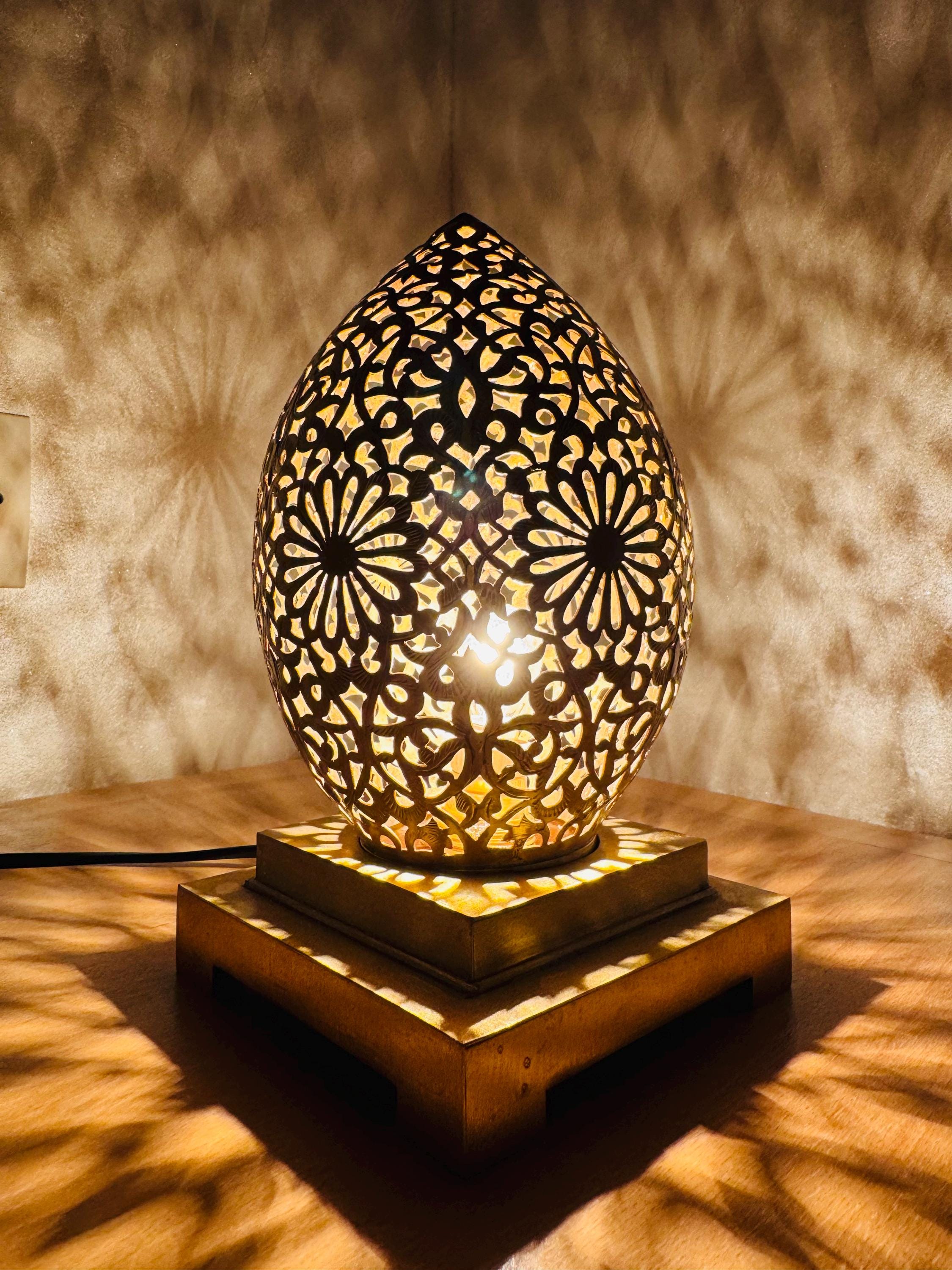Handmade Brass Table Lamp: Moroccan Home Decor Lighting