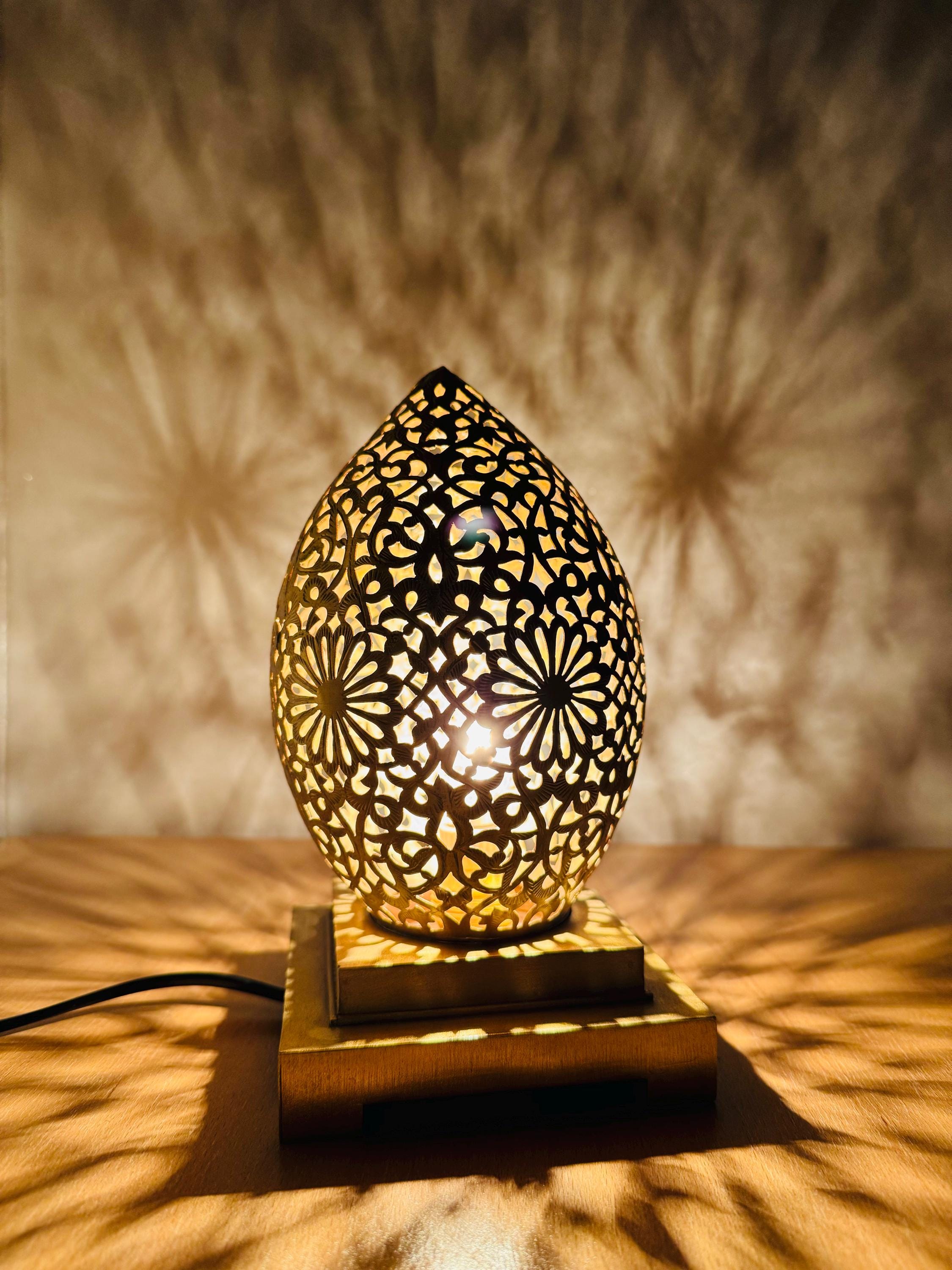 Handmade Brass Table Lamp: Moroccan Home Decor Lighting