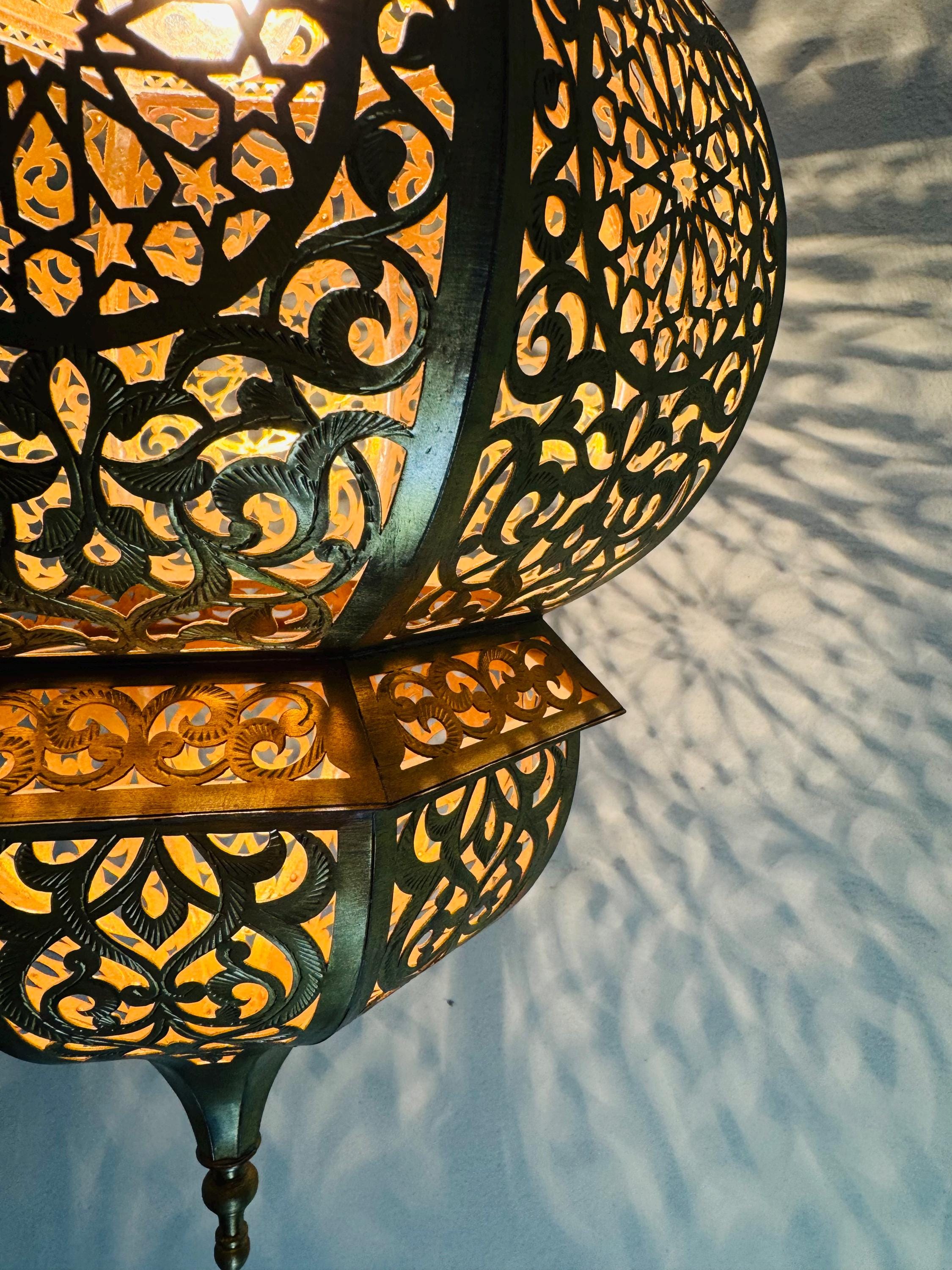 Handmade Brass Pendant Lamp: Moroccan Decor Ceiling Light