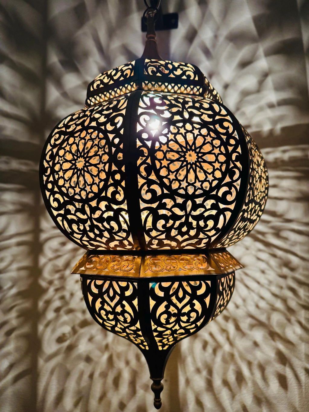 Handmade Brass Pendant Lamp: Moroccan Decor Ceiling Light