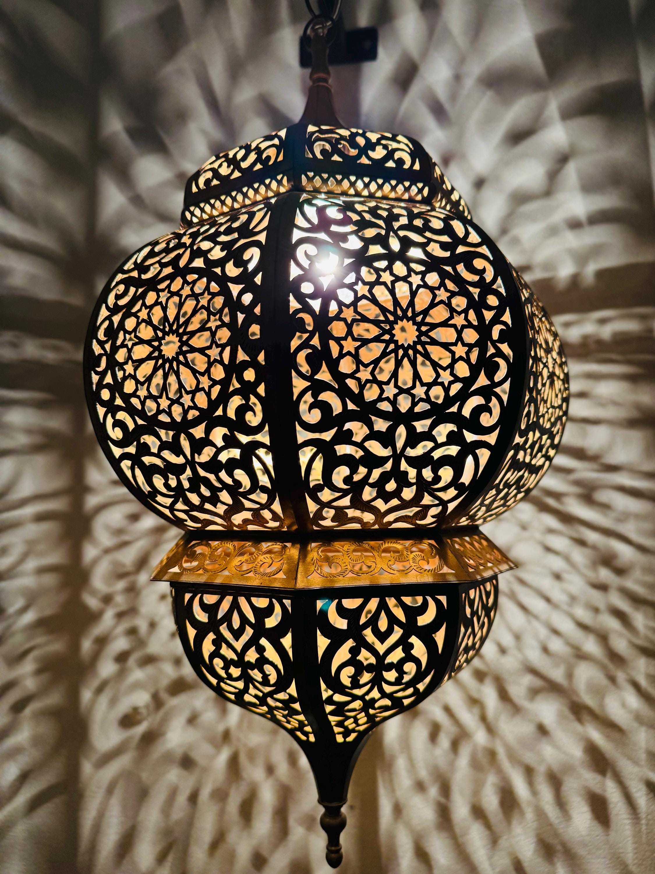Handmade Brass Pendant Lamp: Moroccan Decor Ceiling Light