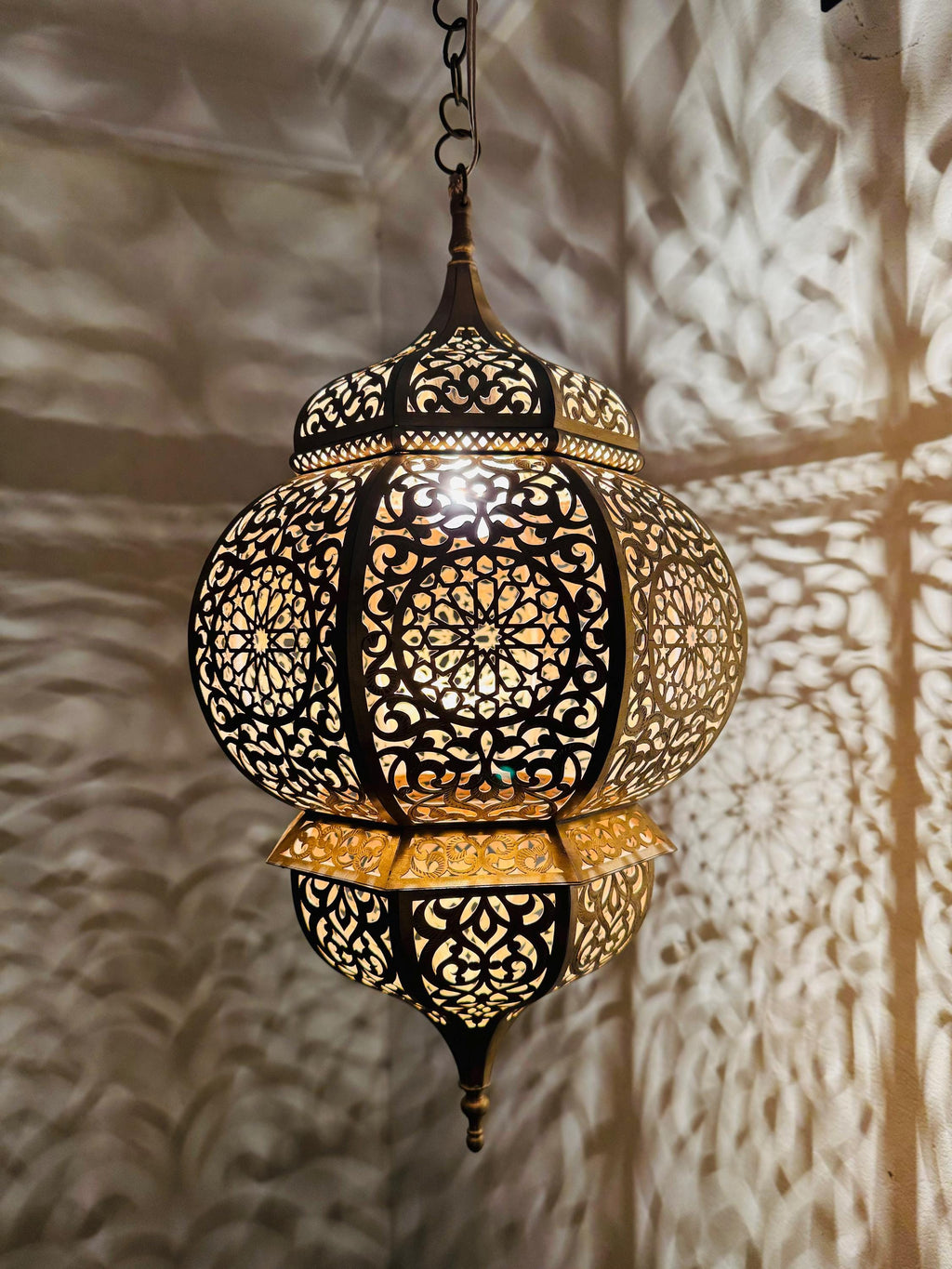 Handmade Brass Pendant Lamp: Moroccan Decor Ceiling Light