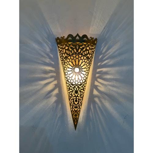 Handmade Moroccan Brass Wall Sconce: Elegant Lighting Decor