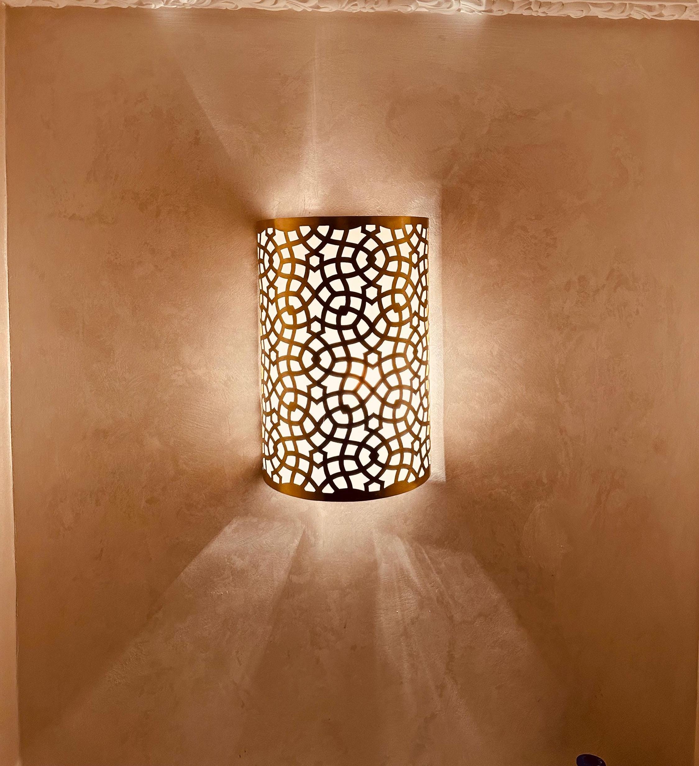 Handmade Moroccan Brass Wall Sconce: Traditional Lamp Decor