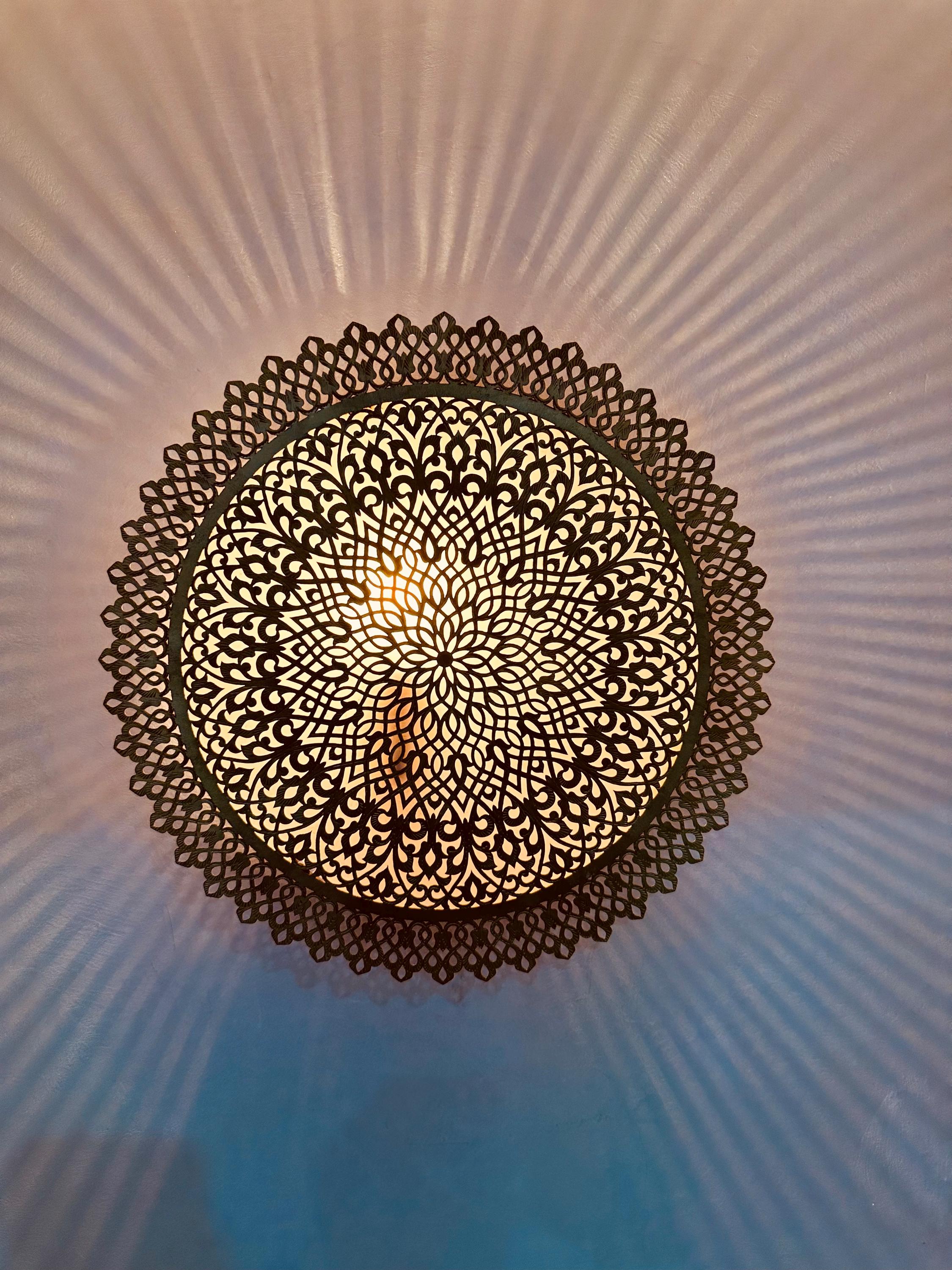 Handmade Brass Wall Sconce: Moroccan Light Decor