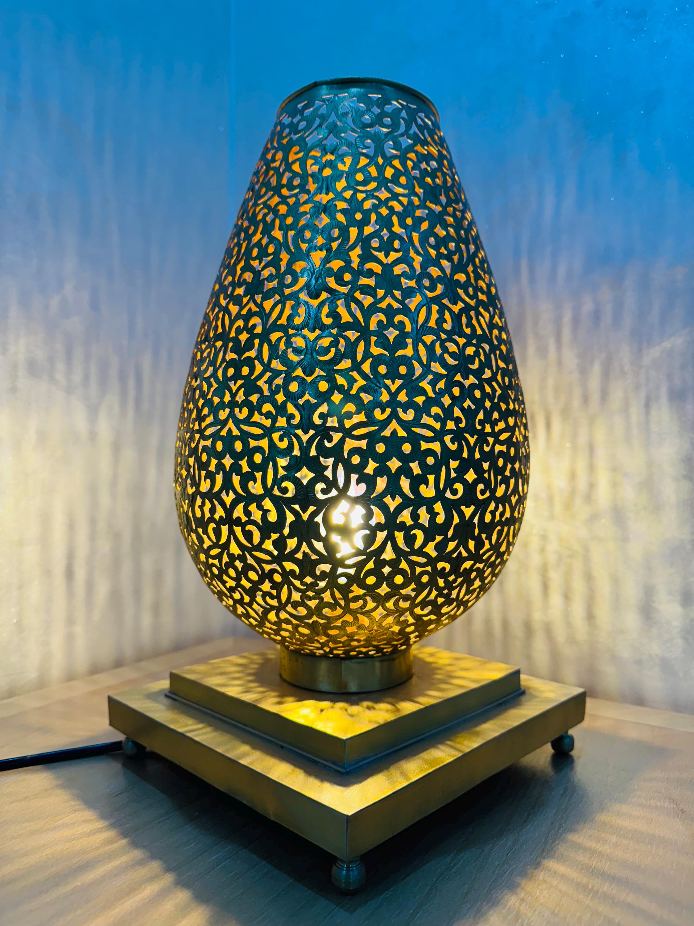 Handmade Moroccan Brass Table Lamp: Artisan Home Decor Lighting