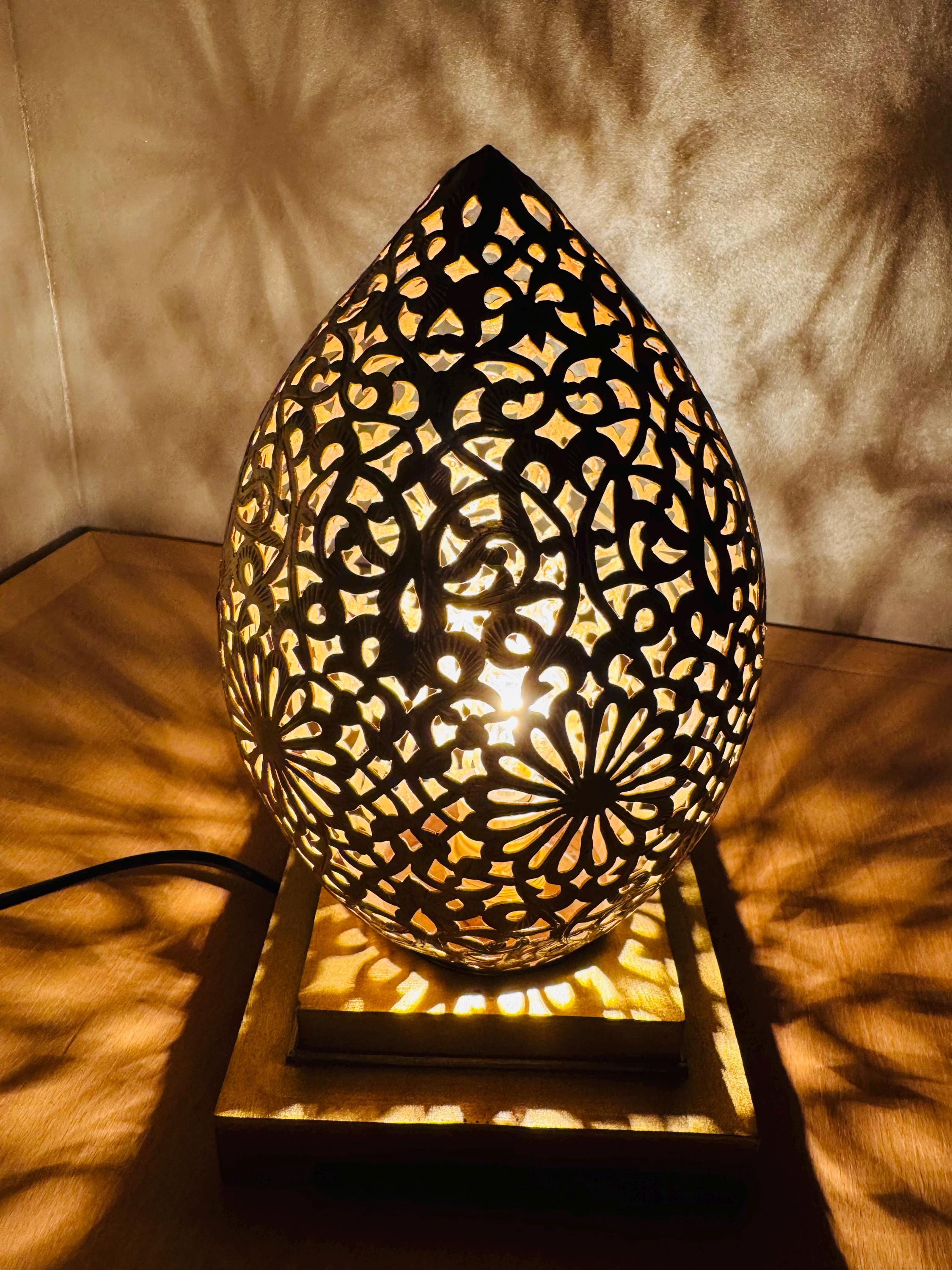 Handmade Brass Table Lamp: Moroccan Home Decor Lighting
