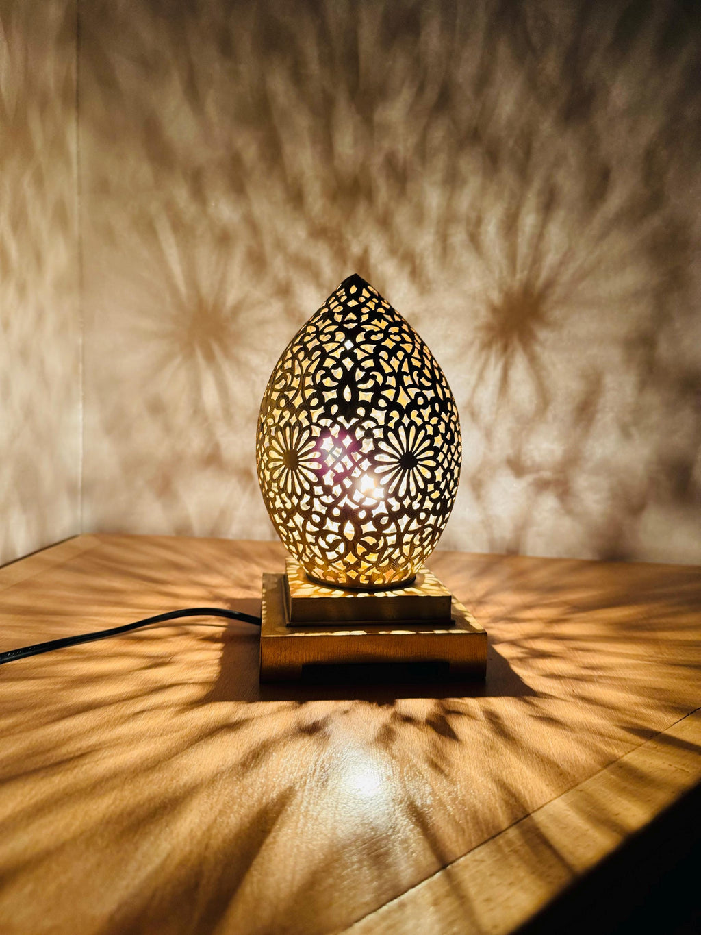 Handmade Brass Table Lamp: Moroccan Home Decor Lighting