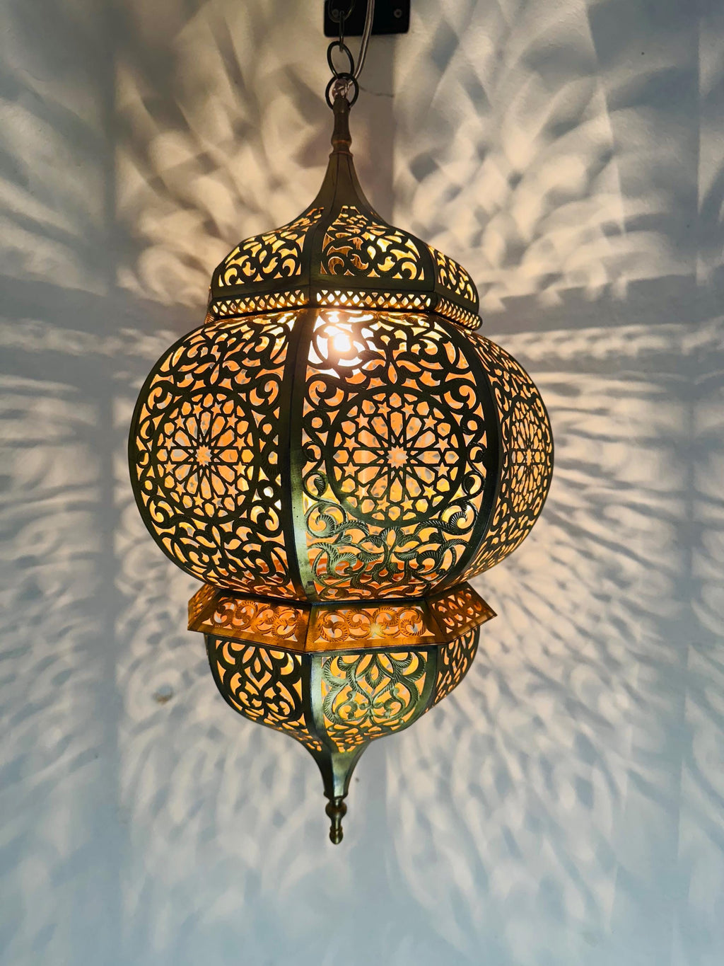 Handmade Brass Pendant Lamp: Moroccan Decor Ceiling Light