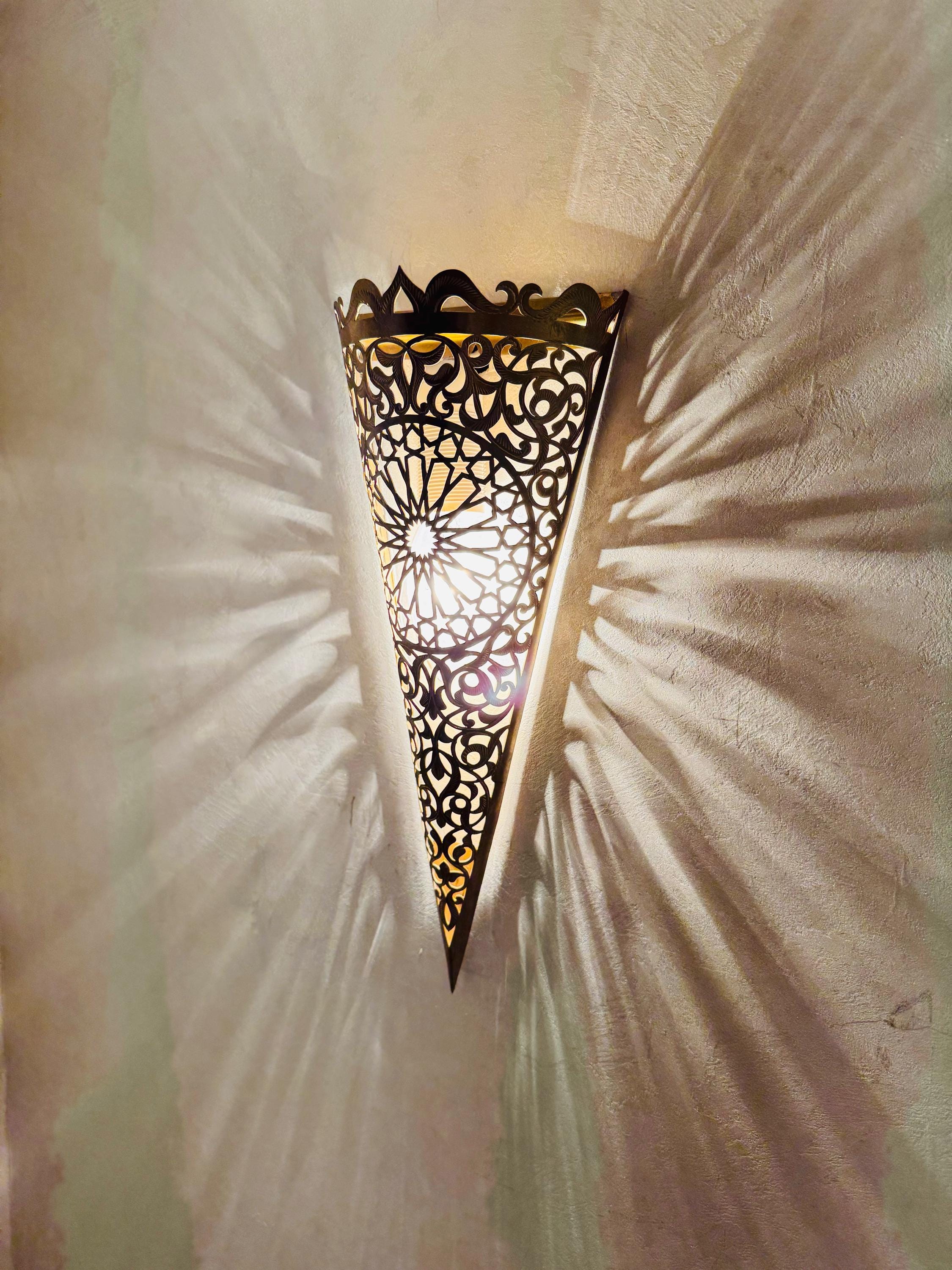 Handmade Moroccan Brass Wall Sconce: Elegant Lighting Decor