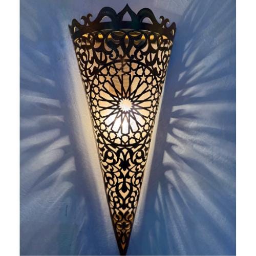 Handmade Moroccan Brass Wall Sconce: Elegant Lighting Decor