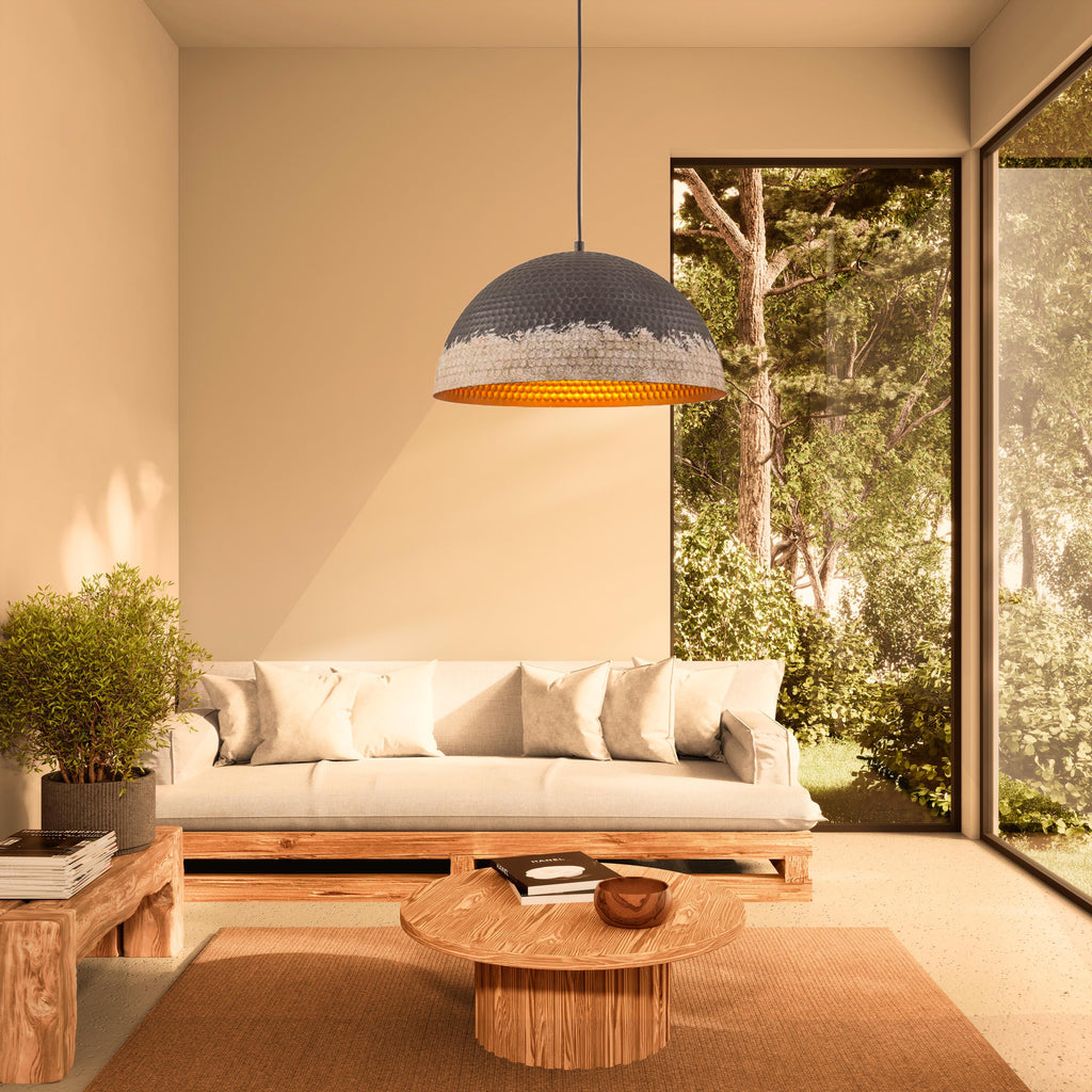 Handmade Oxidized Copper Pendant Light: Rustic Farmhouse Dome Fixture