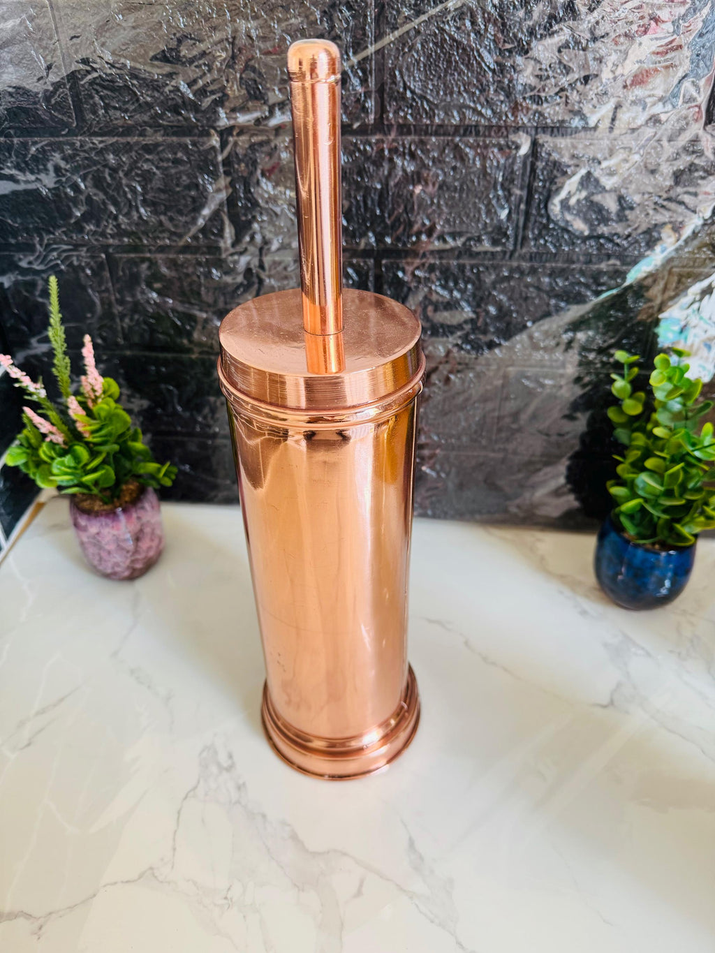 Handcrafted Unlacquered Brass Toilet Brush: Moroccan Style