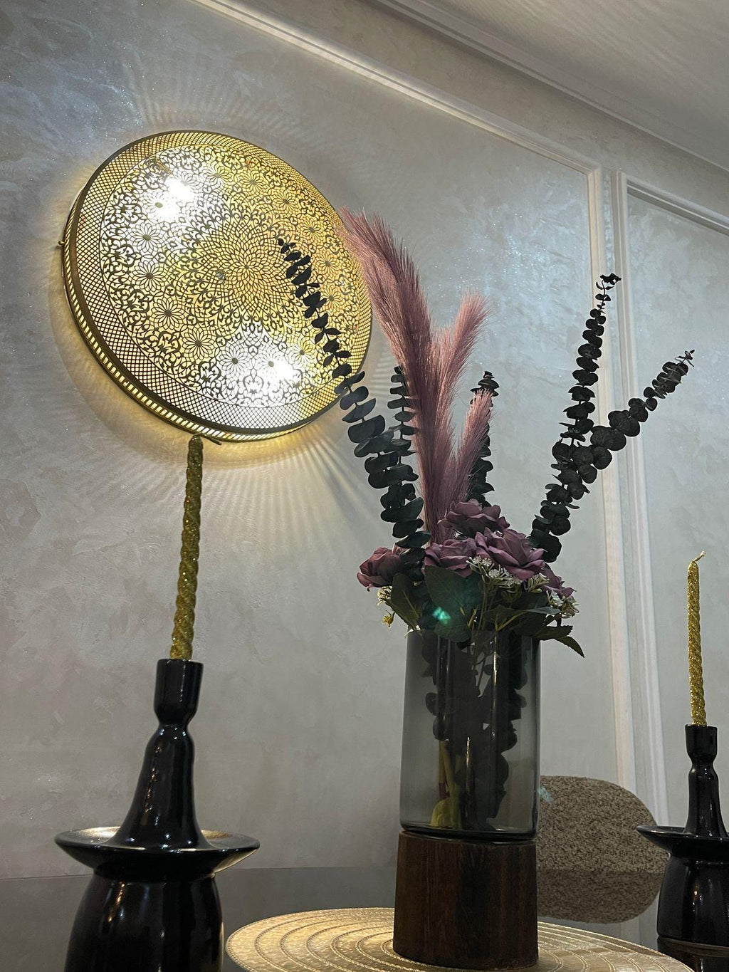 Handmade Moroccan Brass Wall Light: Boho Rustic Decor