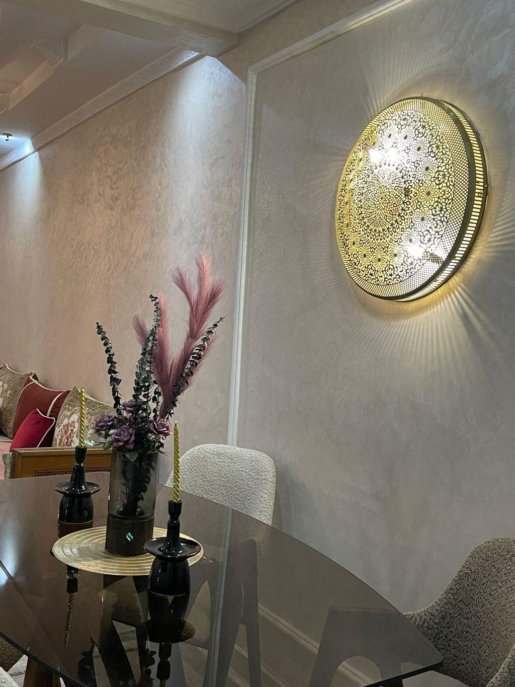 Handmade Moroccan Brass Wall Light: Boho Rustic Decor