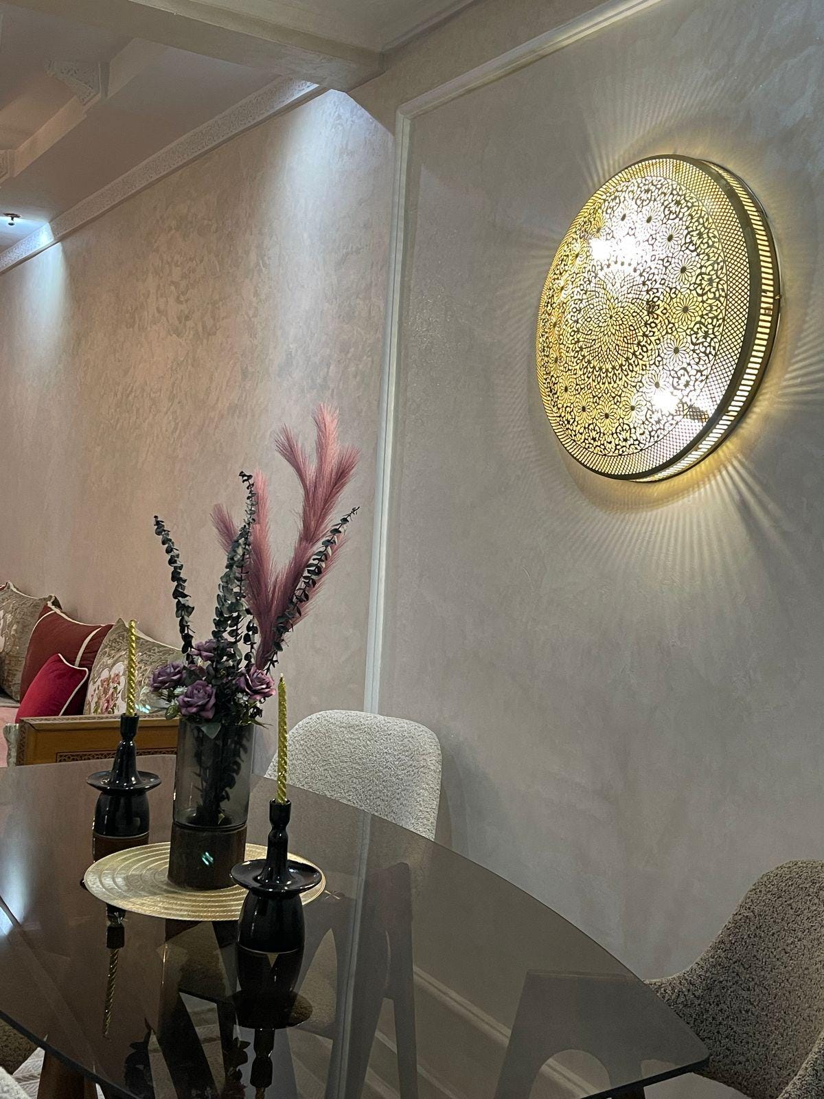 Handmade Moroccan Brass Wall Light: Boho Rustic Decor