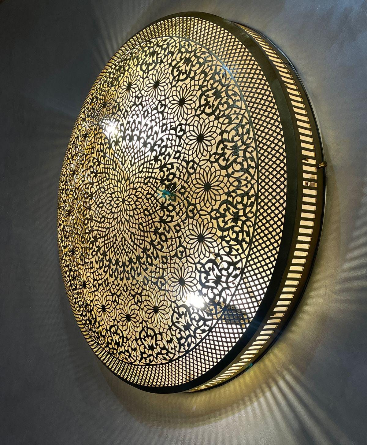 Handmade Moroccan Brass Wall Light: Boho Rustic Decor