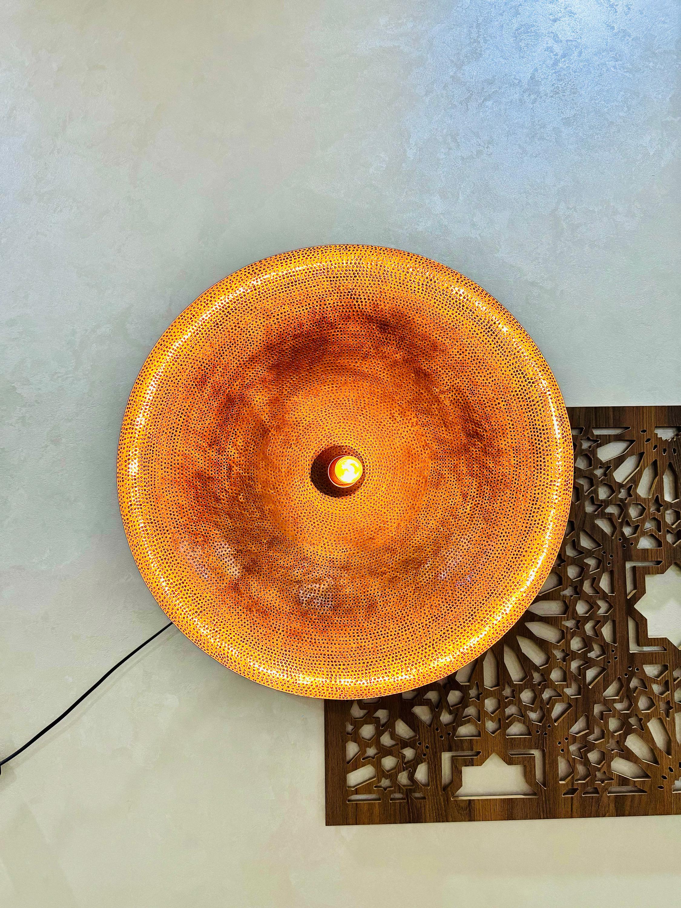 Handmade Moroccan Brass Wall Sconce: Boho Floral Light Fixture