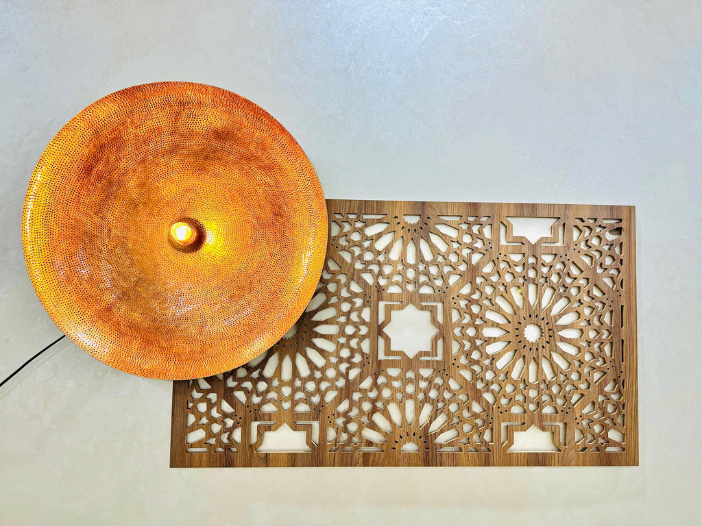 Handmade Moroccan Brass Wall Sconce: Boho Floral Light Fixture