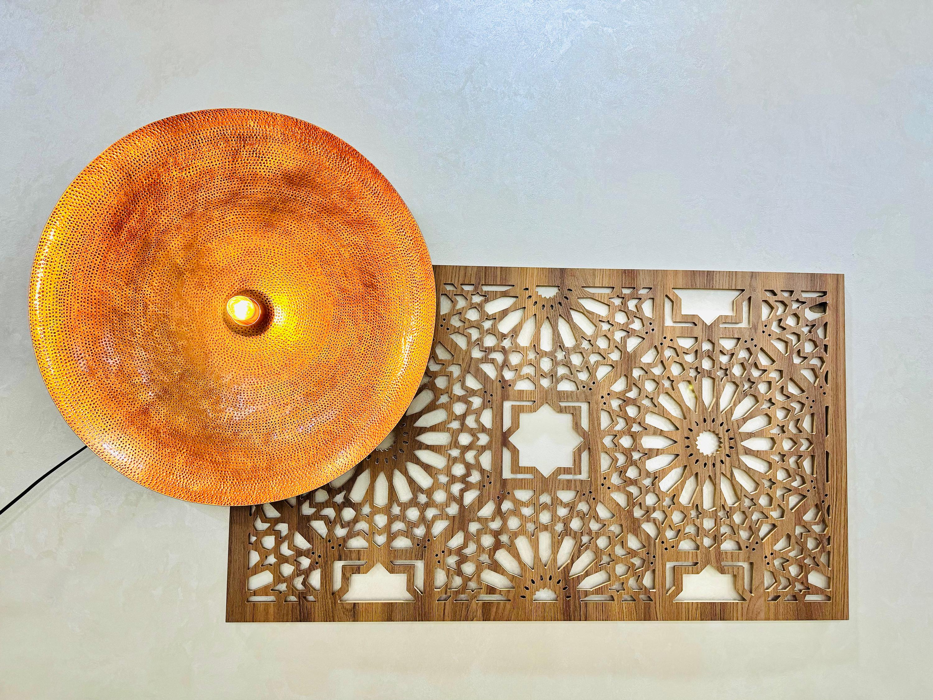 Handmade Moroccan Brass Wall Sconce: Boho Floral Light Fixture