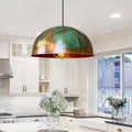 Handmade Green Dome Pendant Light: Rustic Farmhouse Kitchen Lighting