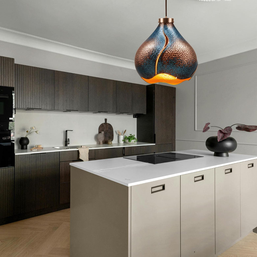 Hand-Hammered Copper Pendant Light: Moroccan Patina, Artisan Fixture