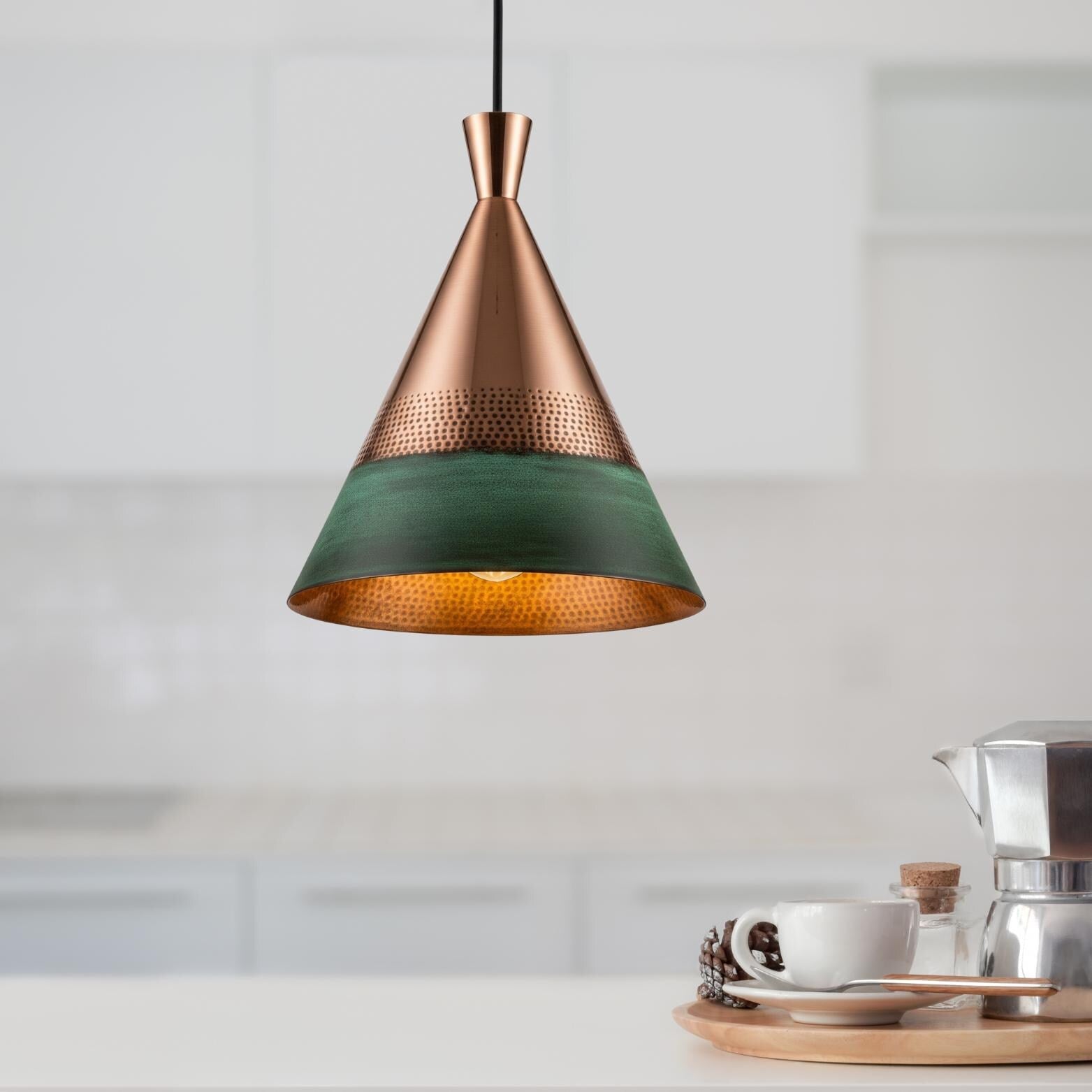 Verdant Copper Cone Pendant Light: Mid-Century Modern Kitchen Lighting