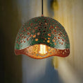 Rustic Green Verdigris Dome Pendant, Hammered Copper Light, Farmhouse Chandelier, Industrial Kitchen Island Lighting