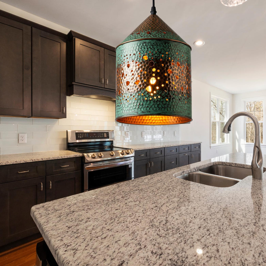 Pierced Copper Lantern Pendant Light: Moroccan Farmhouse Style