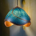 Verdigris Copper Pendant Lamp: Sculptural Moroccan Lighting