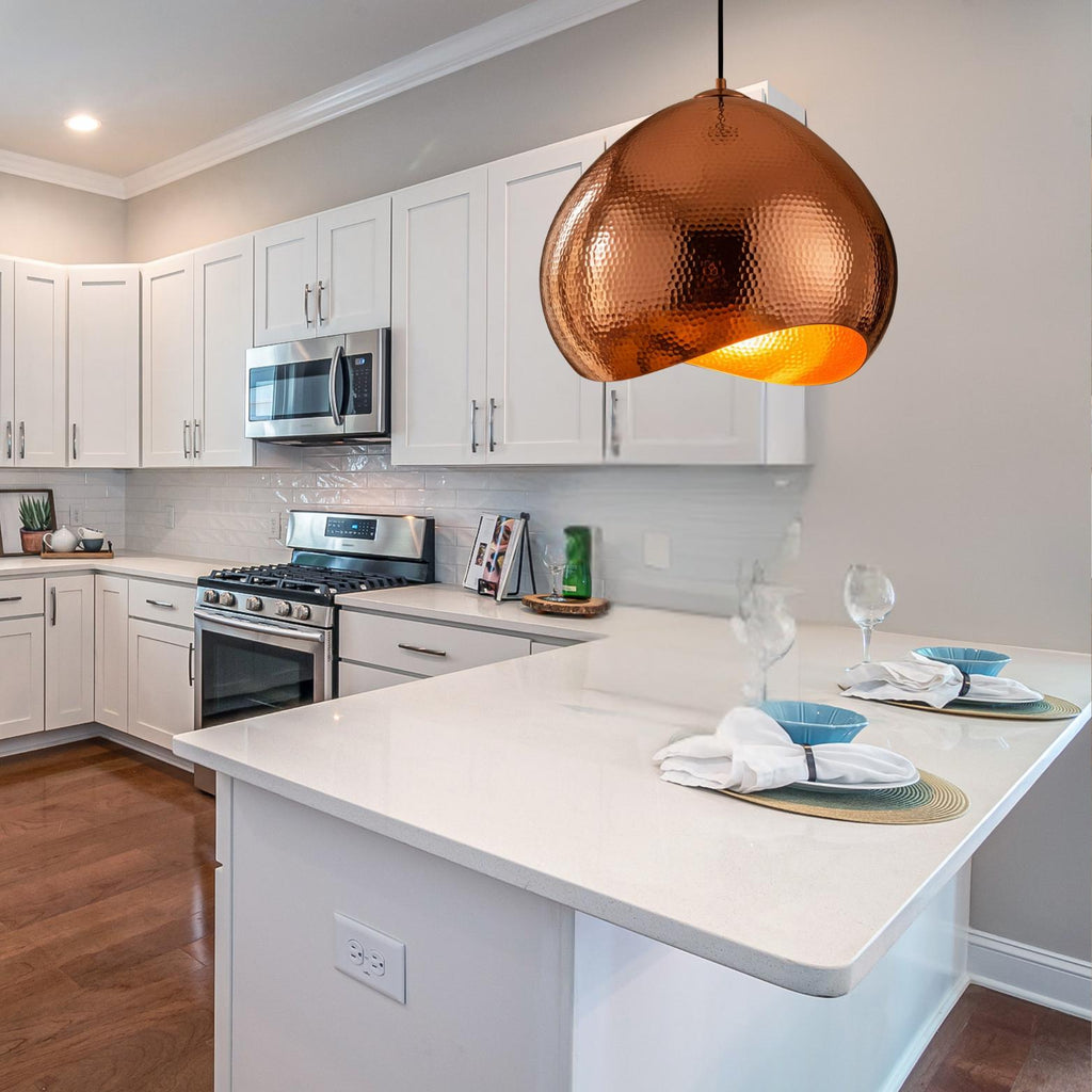 Hand Hammered Copper Pendant Light: Moroccan Sculptural Lighting