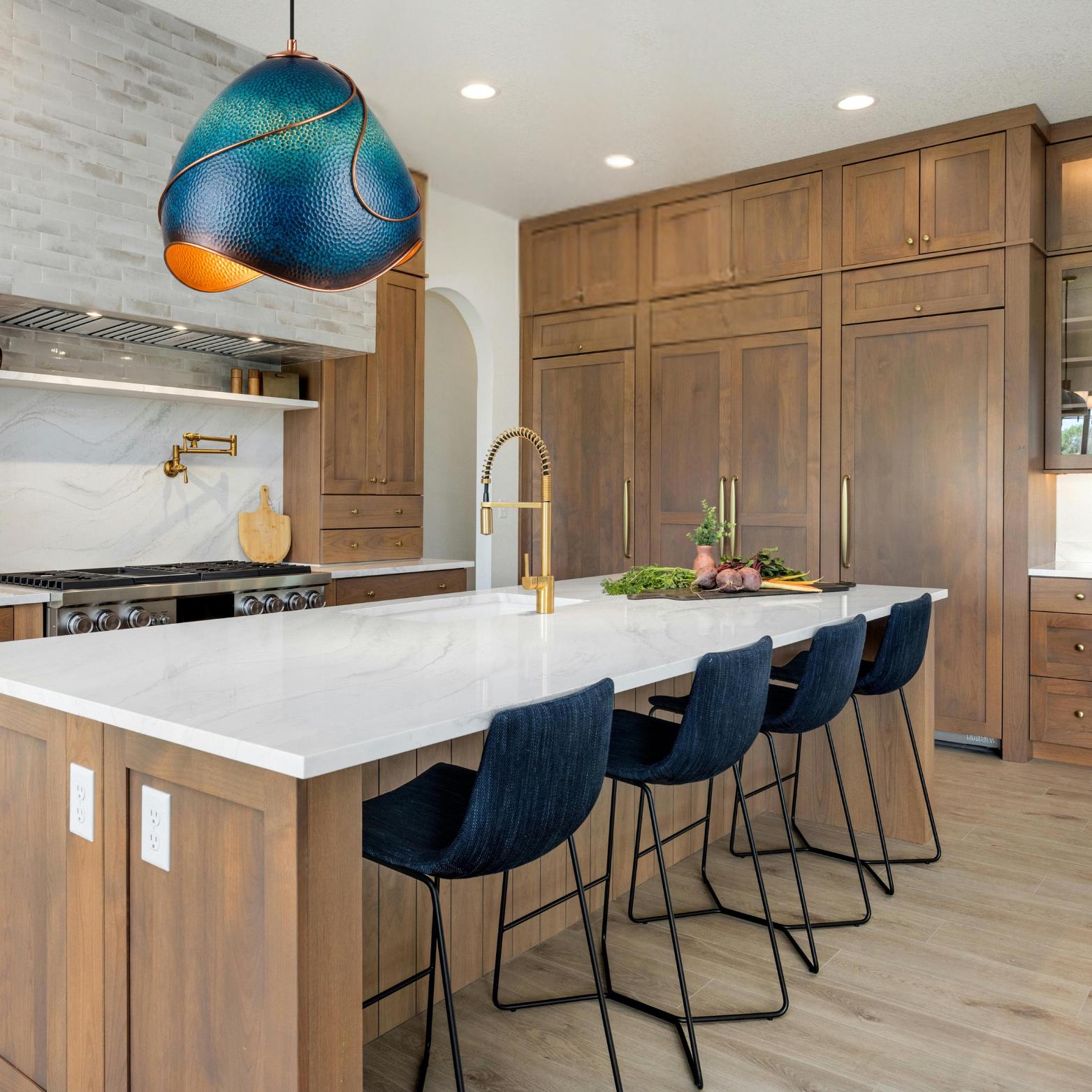 Hand-Hammered Copper Pendant Light: Blue Patina Statement Ceiling Fixture