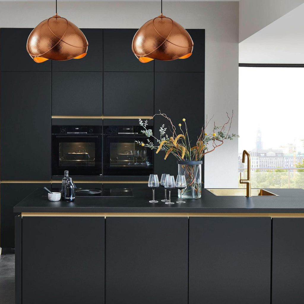 Hammered Copper Wave Pendant Light: Artisan Moroccan Ceiling Fixture