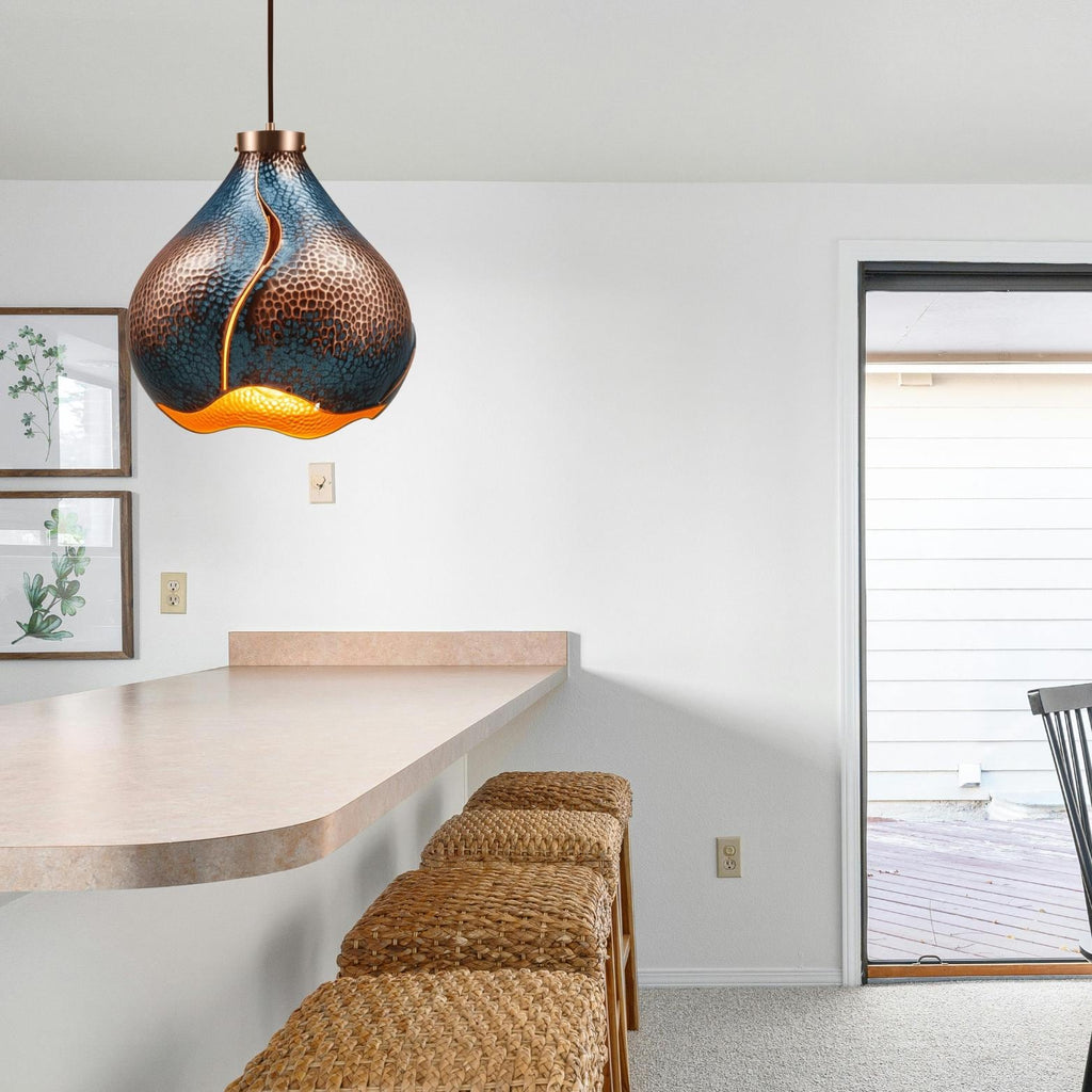 Hand-Hammered Copper Pendant Light: Moroccan Patina, Artisan Fixture