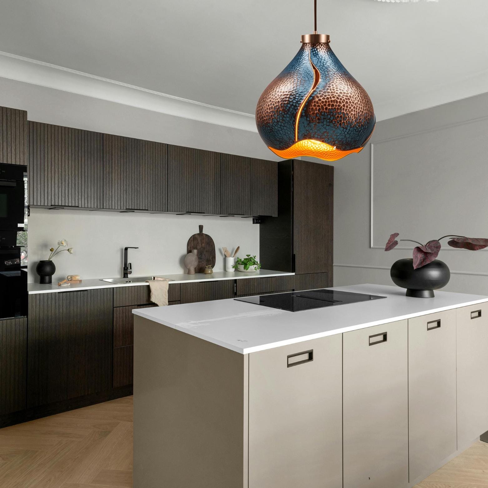 Hand-Hammered Copper Pendant Light: Moroccan Patina, Artisan Fixture