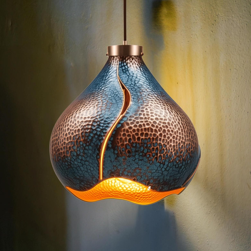 Hand-Hammered Copper Pendant Light: Moroccan Patina, Artisan Fixture