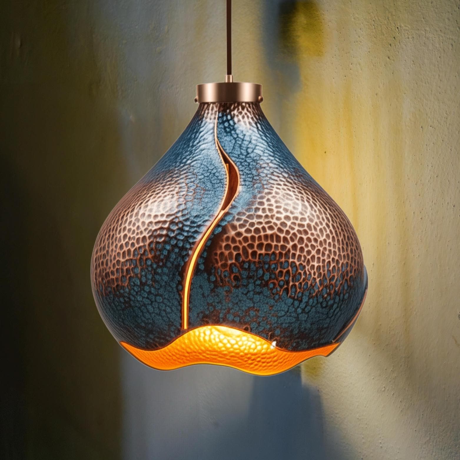 Hand-Hammered Copper Pendant Light: Moroccan Patina, Artisan Fixture
