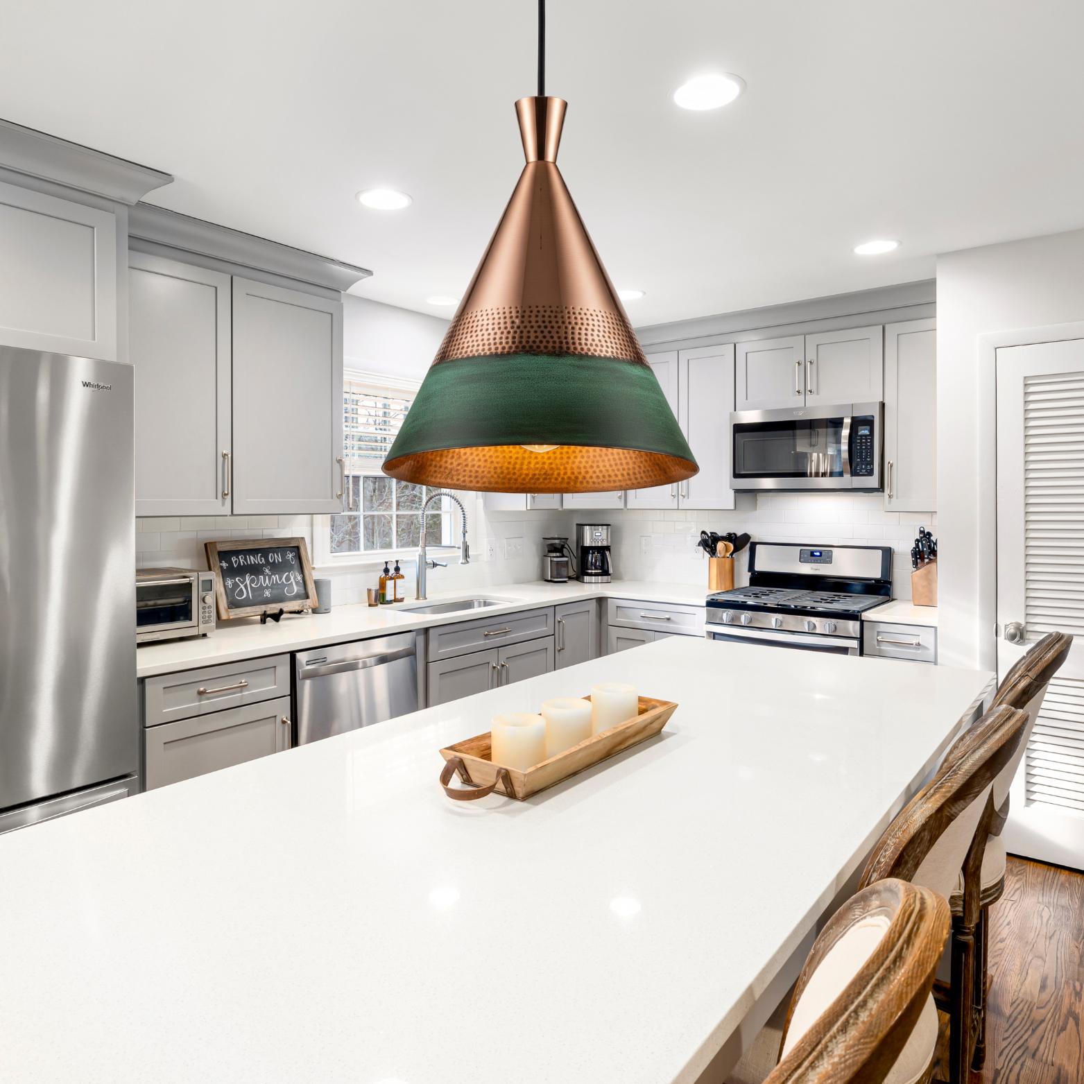 Verdant Copper Cone Pendant Light: Mid-Century Modern Kitchen Lighting