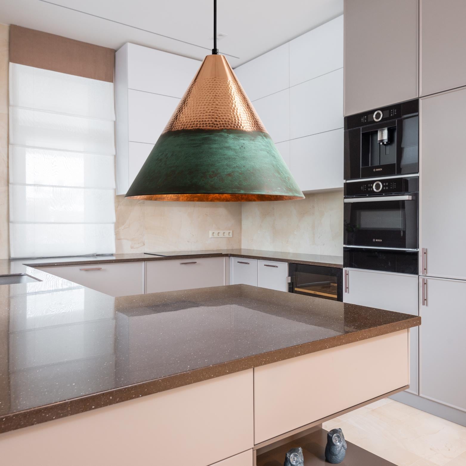 Hammered Copper & Green Patina Cone Pendant Light - Marrakesh