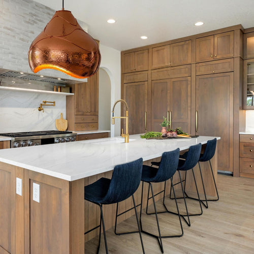 Artisan Copper Wave Lamp, Unique Hammered Ceiling Fixture,Hand-Hammered Copper Pendant with Dynamic Form