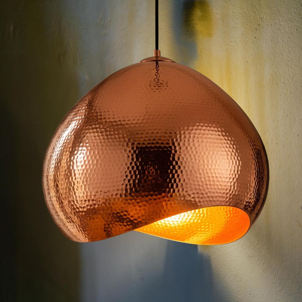 Hand Hammered Copper Pendant Light: Moroccan Sculptural Lighting