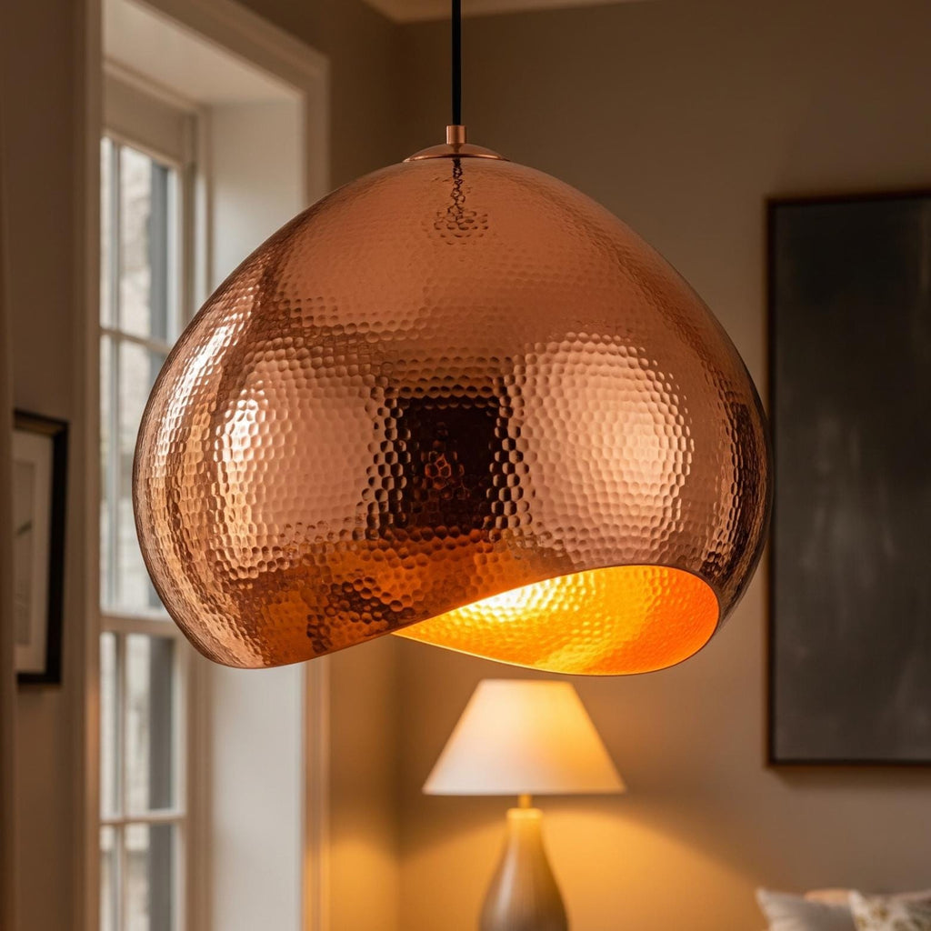 Hand Hammered Copper Pendant Light: Moroccan Sculptural Lighting