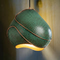 Hammered Copper Wave Lamp: Emerald Verdigris Patina, Artisan Moroccan Light