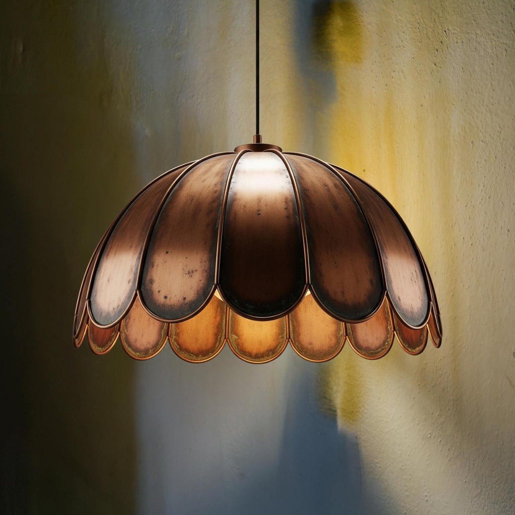 Artisan Copper Dahlia Pendant Light - Moroccan Antique Bronze Finish