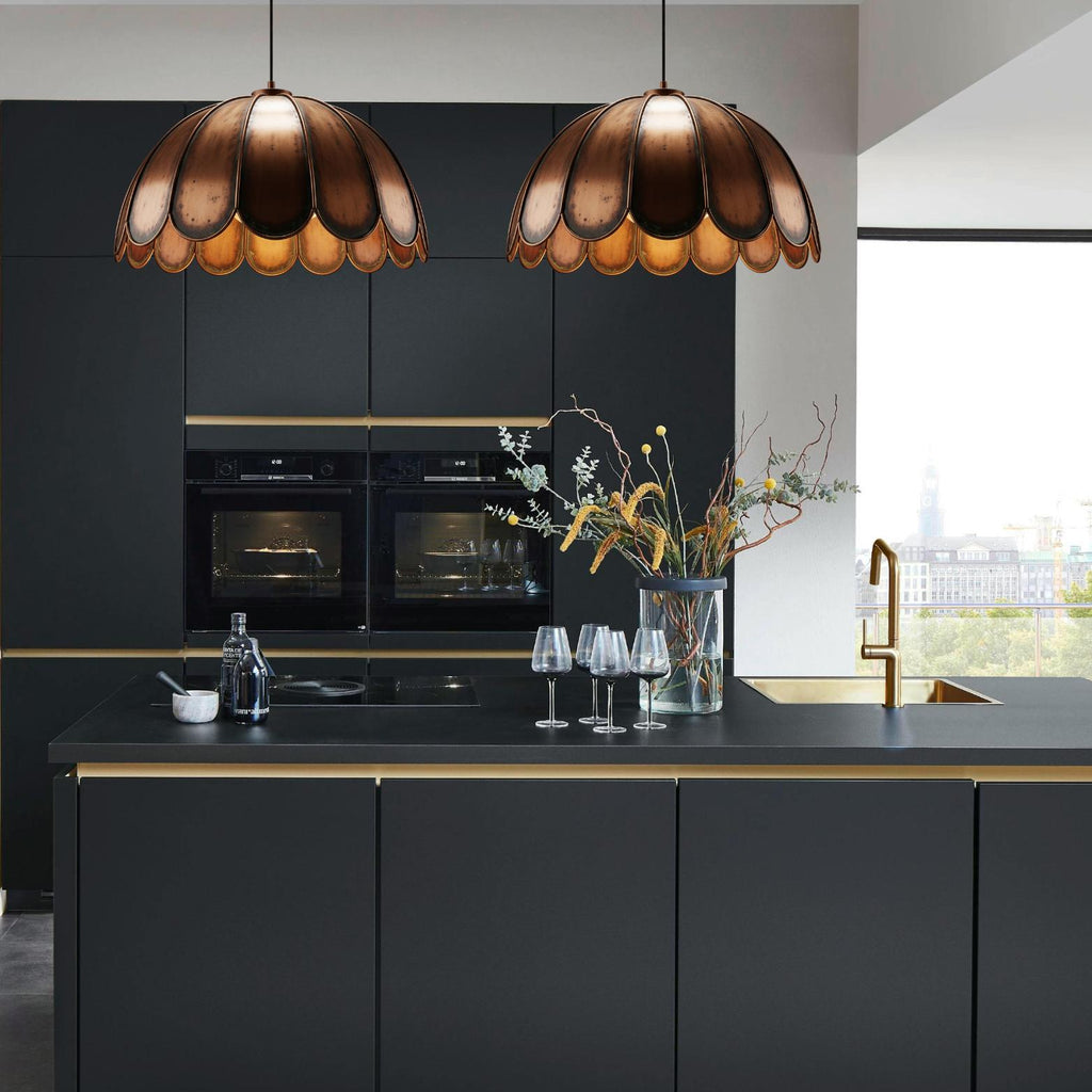 Artisan Copper Dahlia Pendant Light - Moroccan Antique Bronze Finish