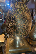 Large Moroccan Brass Teardrop Lamp: Handmade Filigree Floor Light