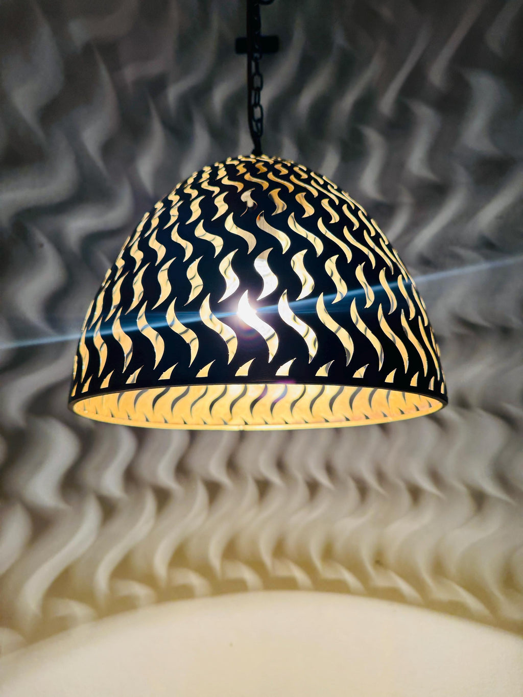 Moroccan Brass Ceiling Lamp | Handmade Geometric Shadow Chandelier | Artisan Star Light | Marrakech Crafts