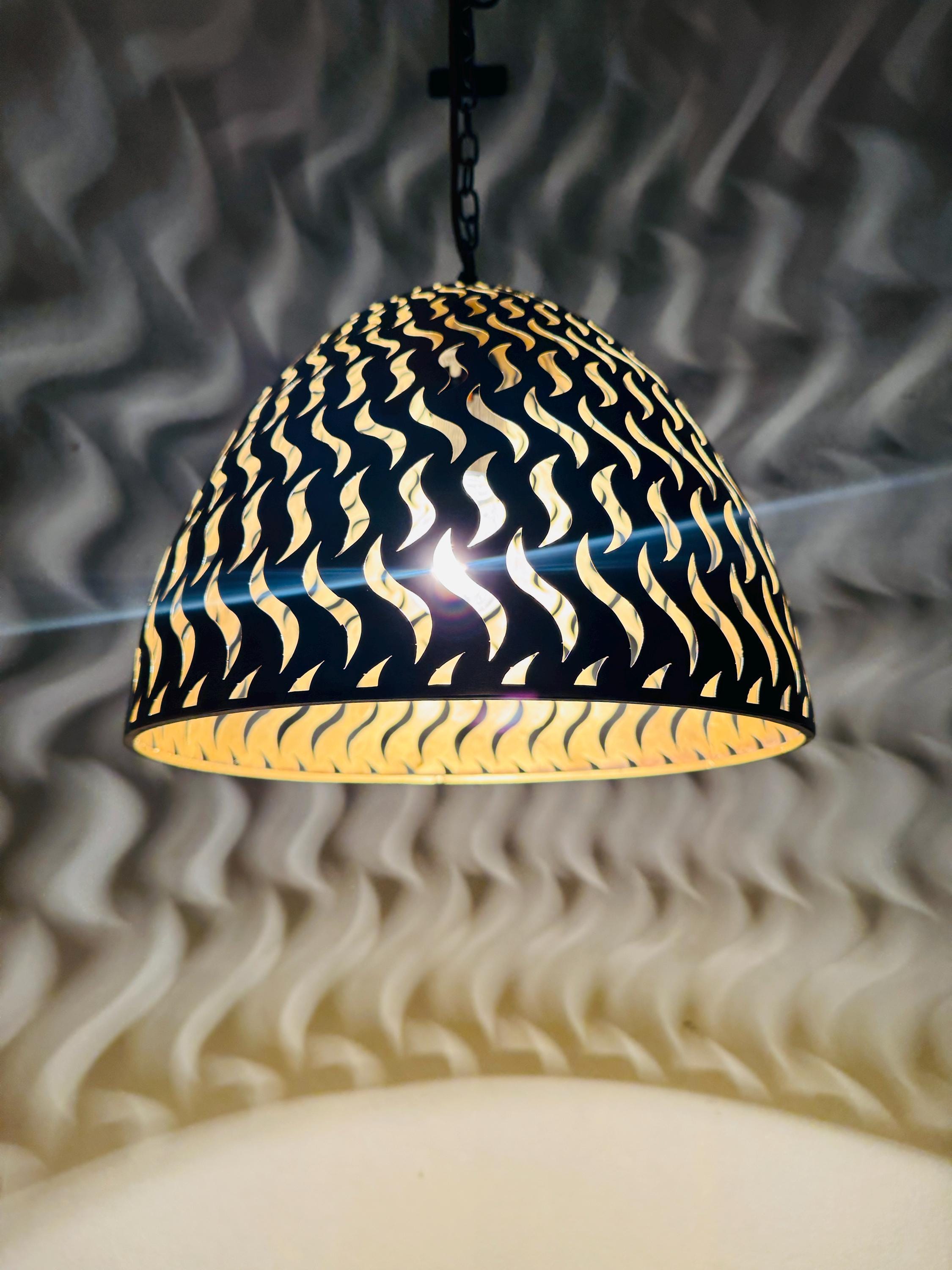 Moroccan Brass Ceiling Lamp | Handmade Geometric Shadow Chandelier | Artisan Star Light | Marrakech Crafts