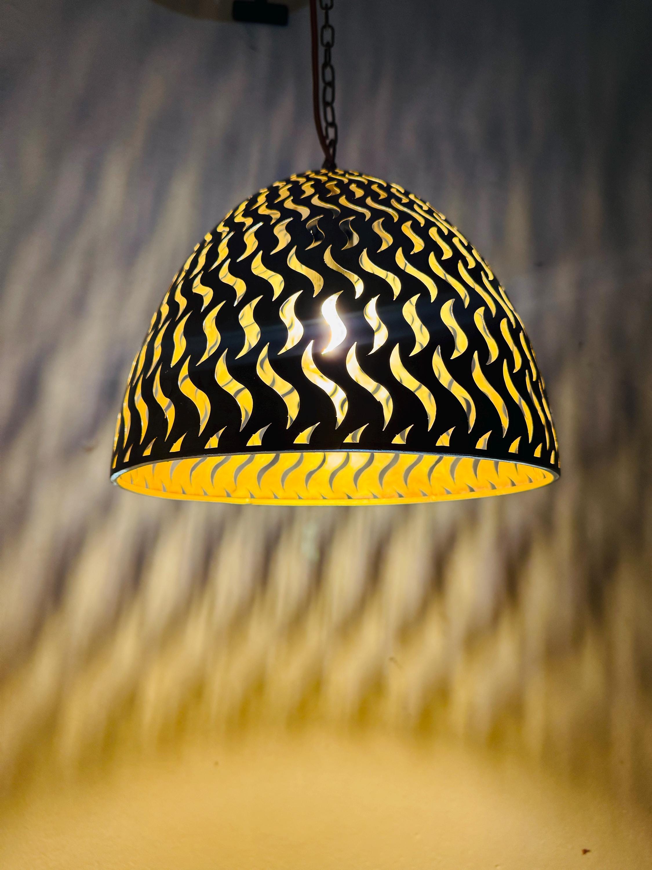 Moroccan Brass Ceiling Lamp | Handmade Geometric Shadow Chandelier | Artisan Star Light | Marrakech Crafts