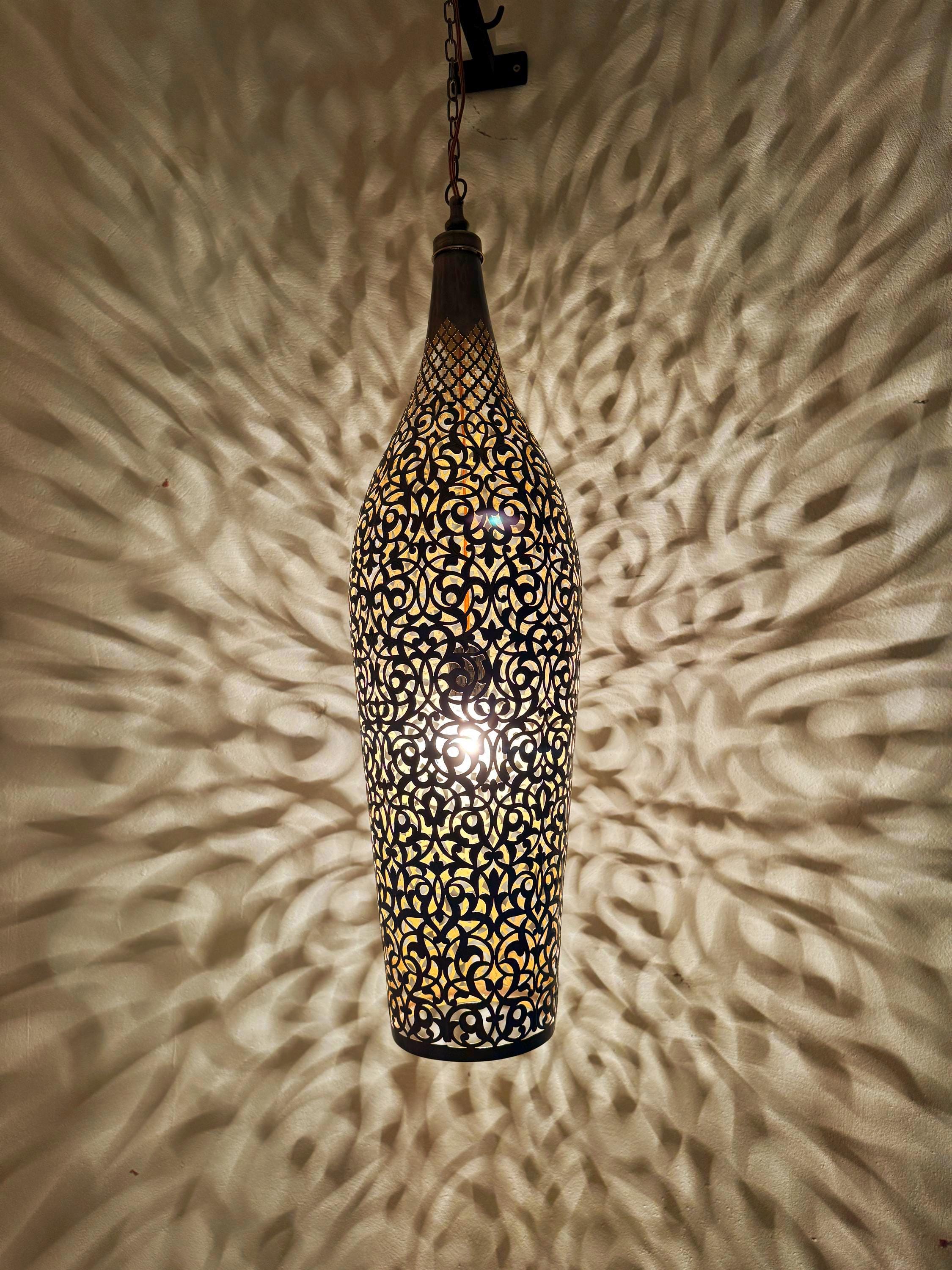 Moroccan Brass Pendant Light: Handmade Cone Chandelier